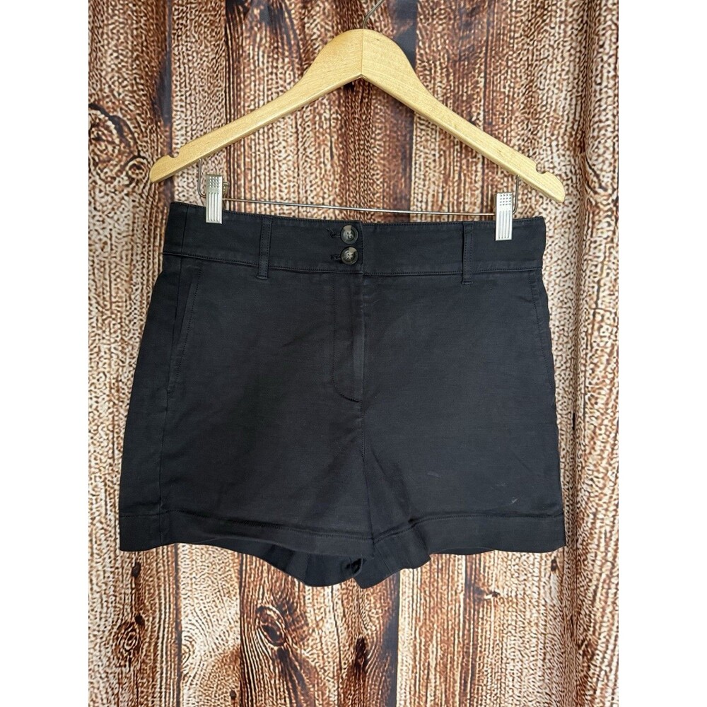 Boden Womens Black Mid-rise Double Button Chino Shorts Size 8